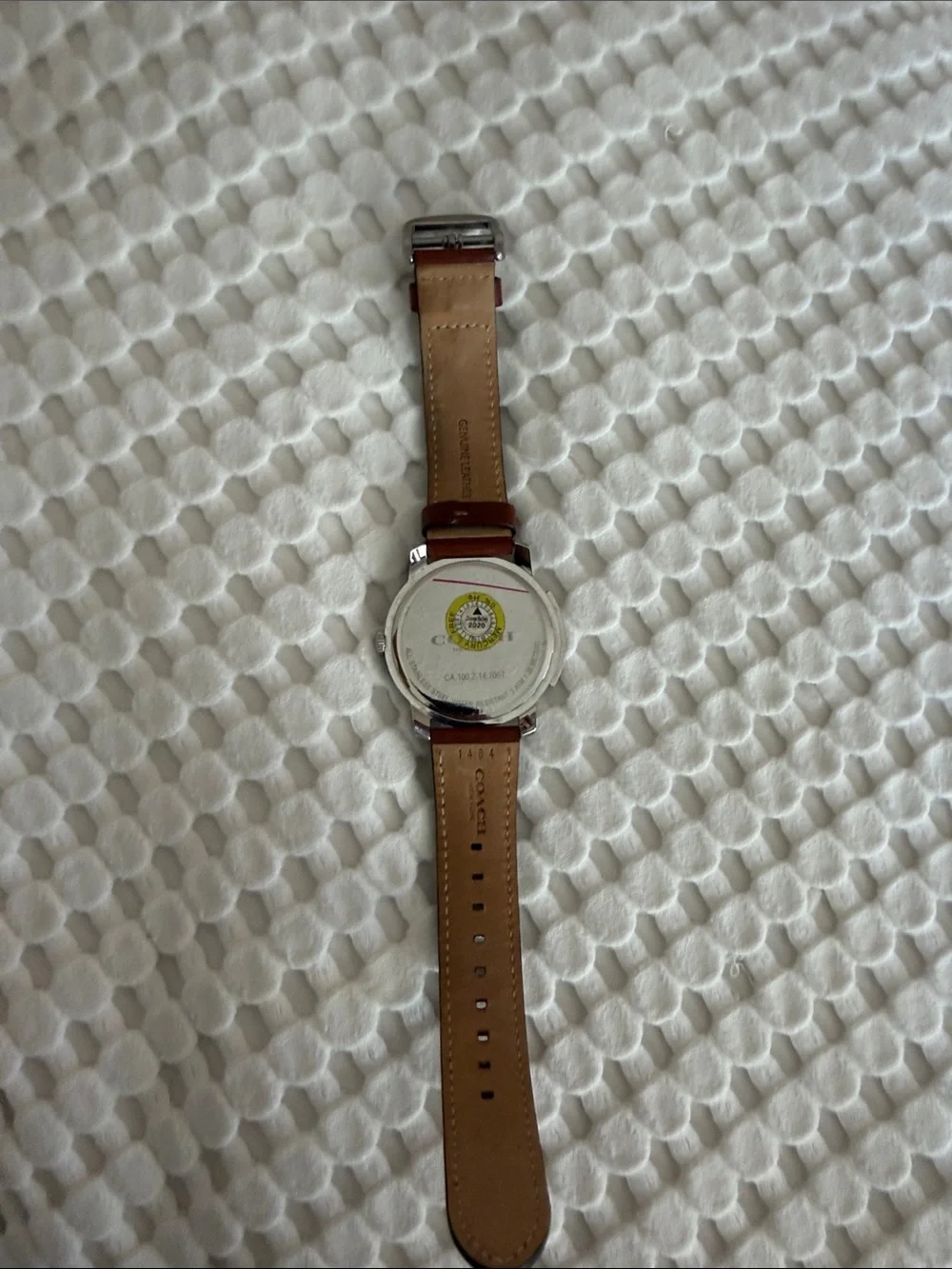Coach Brown Leather Strap Watch with Black Dial